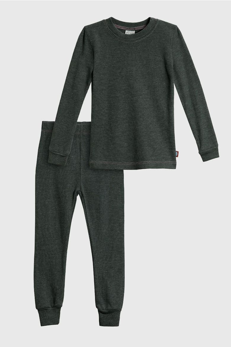 Girls Soft & Cozy Thermal Long Johns 2-Piece Set, Alternate, color, Black