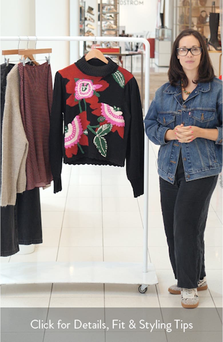 Colorful Flower Turtleneck Sweater, sales video thumbnail