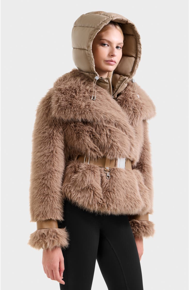 Rudsak Chloe Faux Fur Jacket with Puffer Hood, Alternate, color, 