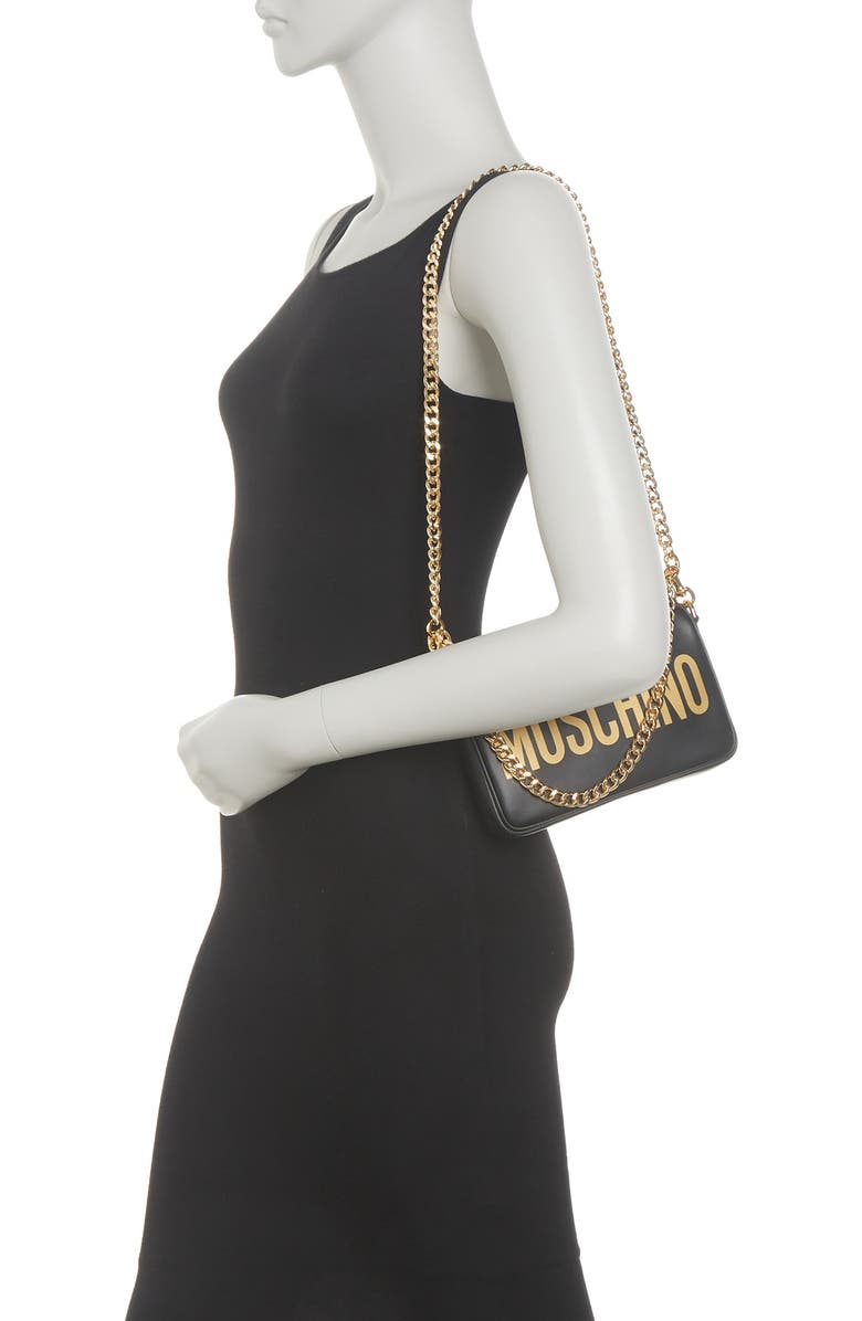 Moschino Logo Chain Strap Leather Crossbody Bag, Alternate, color,