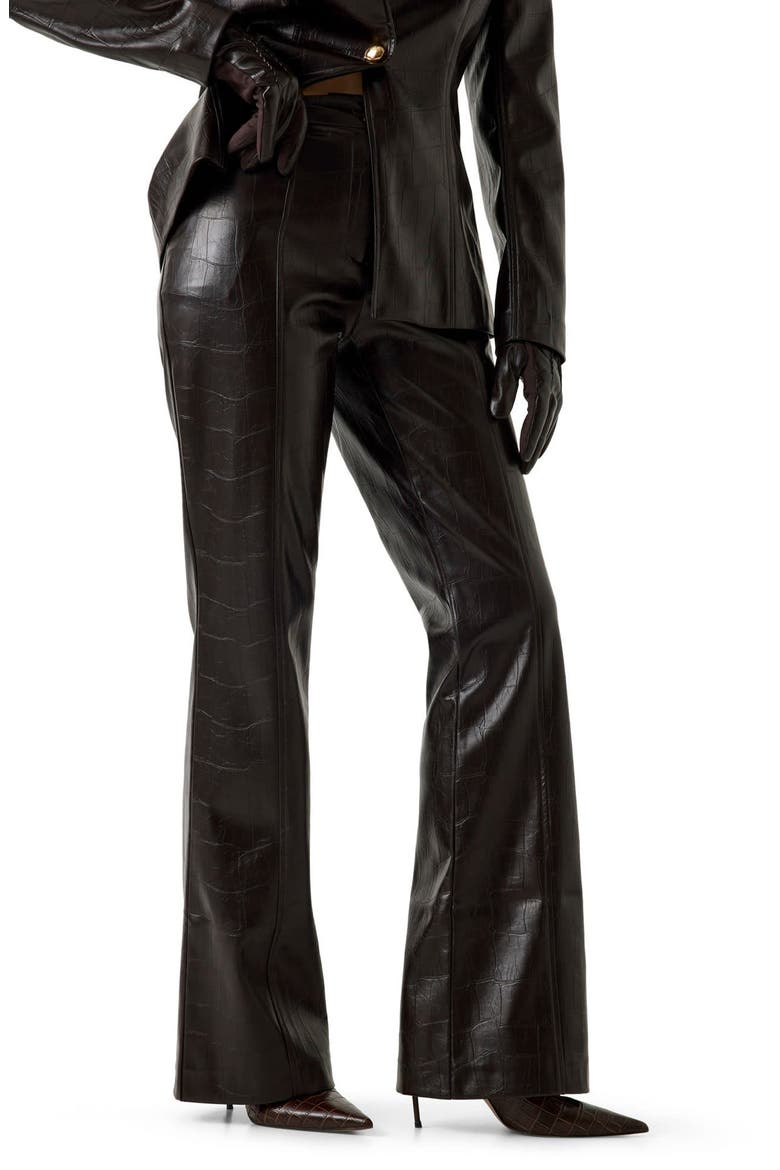 Alessandria Croc Embossed Faux Leather Bootcut Pants, Alternate, color, A10K-DARK