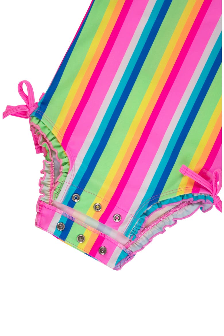 Kids' Seersucker One-Piece Rashguard Swimsuit, Alternate, color, PINK MULTI