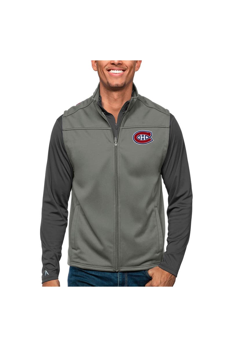 ANTIGUA Men's Antigua Steel Montreal Canadiens Links Full-Zip Golf Vest, Main, color,