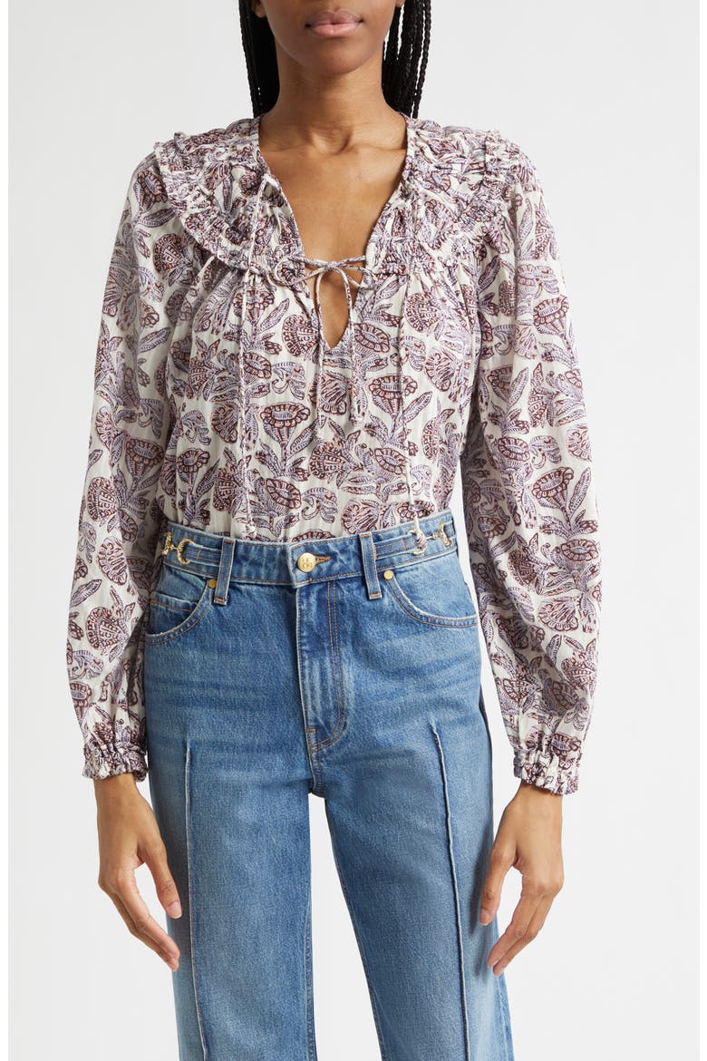 Florelle Cotton Blend Top, Main, color, PURPLE MEADOW