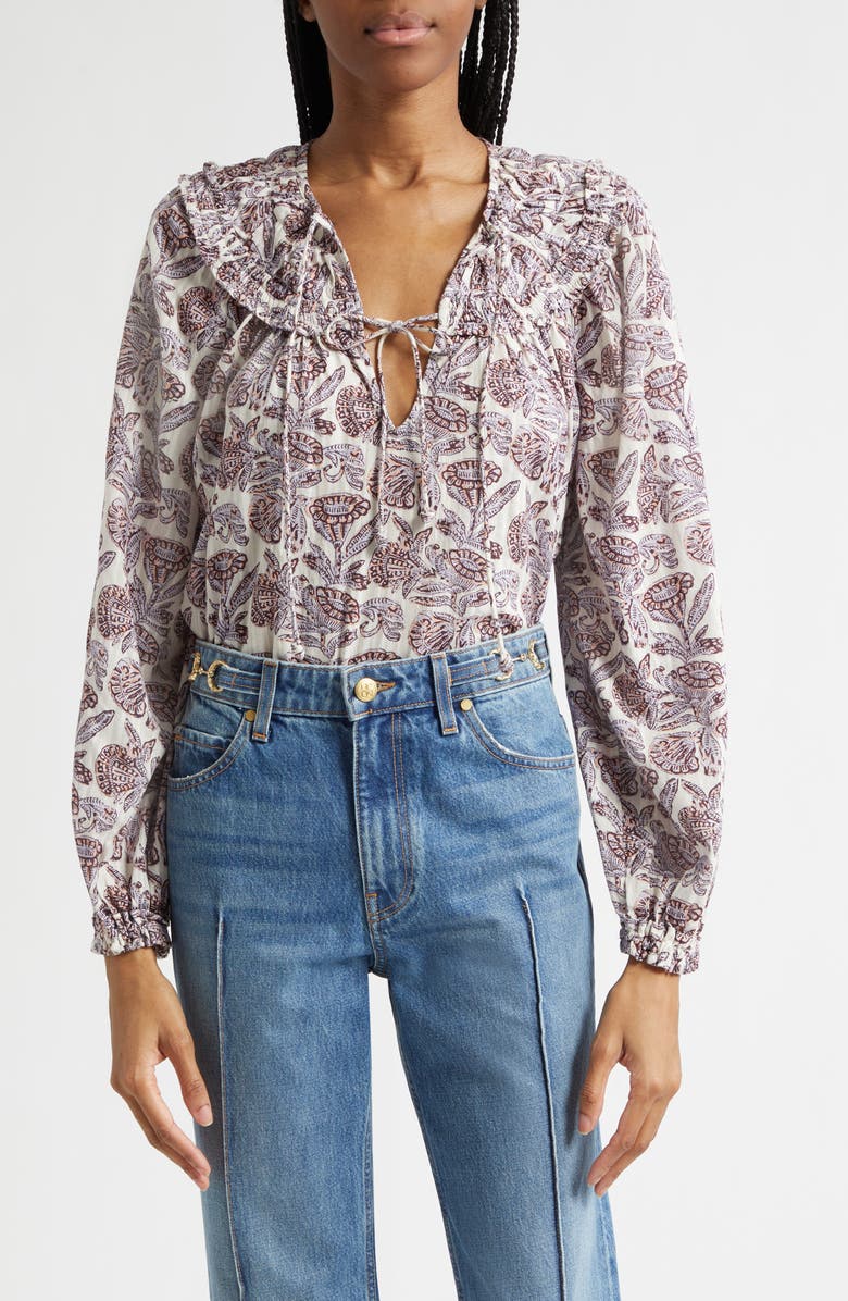 Ulla Johnson Florelle Silk Top, Main, color, Purple Meadow