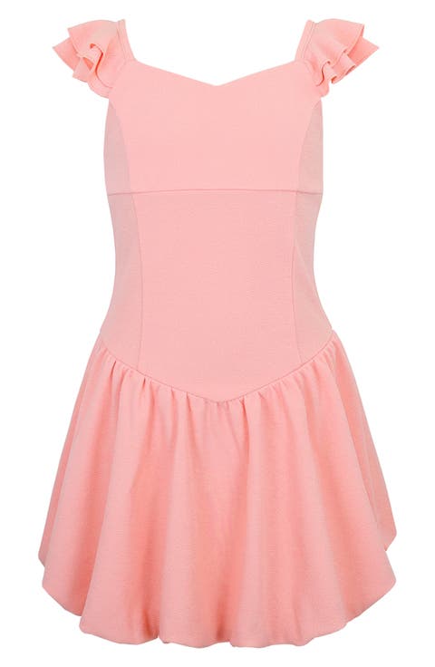 Kids' Flutter Sleeve Bubble Hem Party Dress