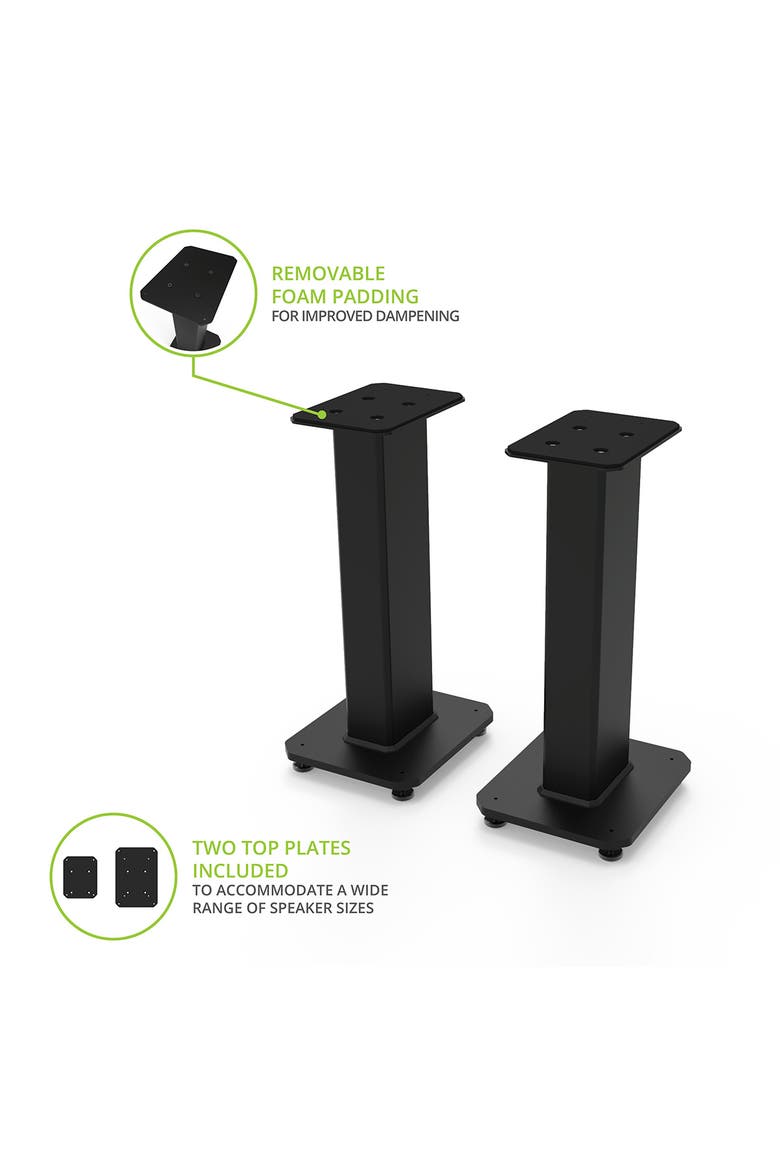 SX22 22" Tall Fillable Speaker Stands with Isolation Feet - Pair, Alternate, color, Black