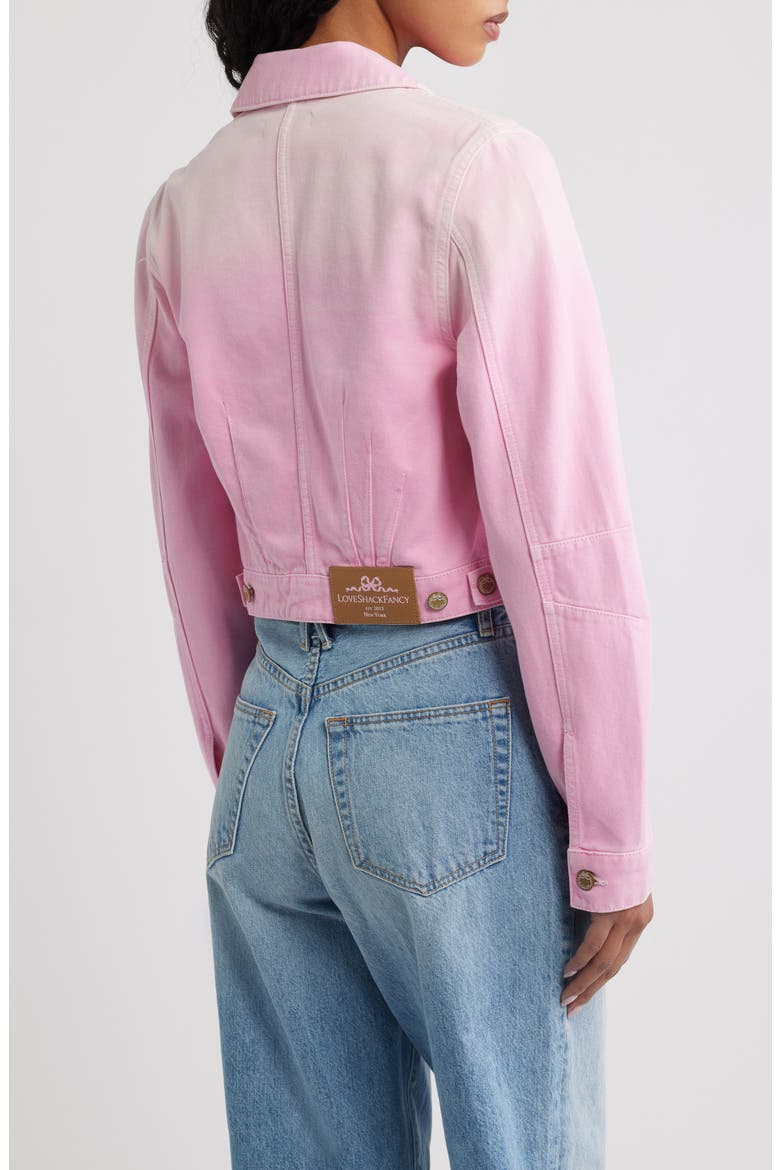 Bardot Ombré Denim Trucker Jacket, Alternate, color, STRAWBERRY SUNRISE