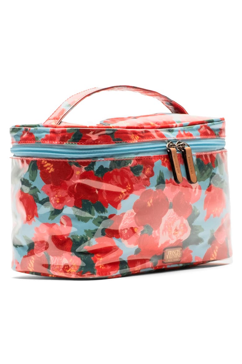 Cosmetics Train Case, Alternate, color, RED/ LIGHT BLUE
