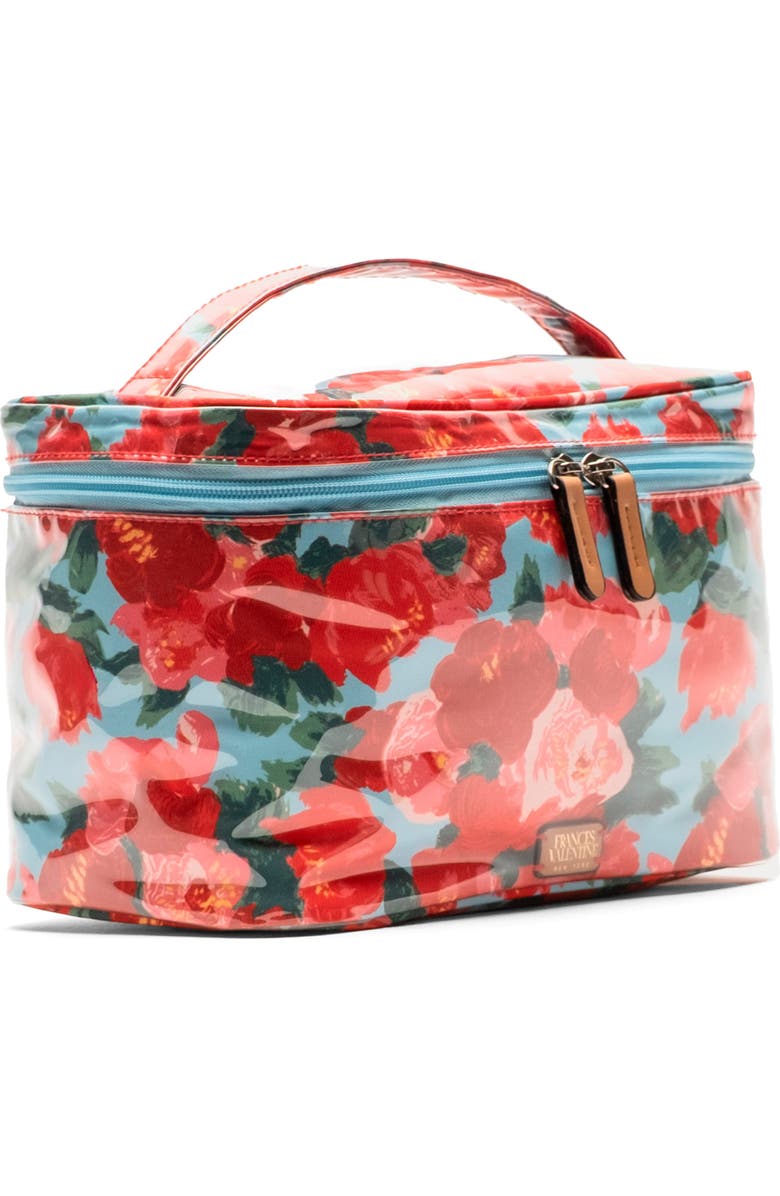 Frances Valentine Cosmetics Train Case, Alternate, color, Red/ Light Blue