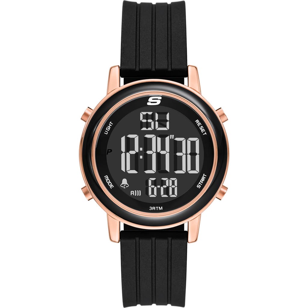 SKECHERS Westport Digital Silicone Strap Watch, 40mm in Rose Gold at Nordstrom Rack