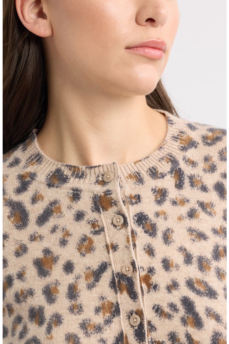 Leopard Print Wool & Cashmere Cardigan, Alternate, color, TAN- BLACK BEA LEOPARD