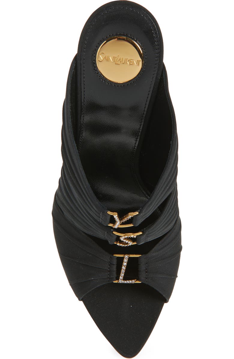 Saint Laurent Emilie Strass Logo Slide Sandal, Alternate, color, Black