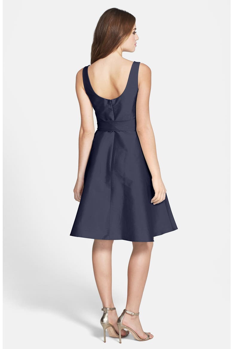 Peau de Soie Fit & Flare Dress, Alternate, color, MIDNIGHT