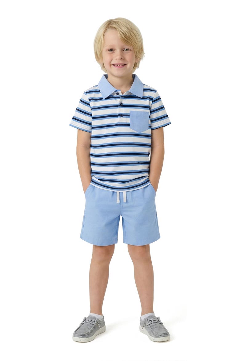 Kids' Polo Shirt & Shorts Set, Alternate, color, WHITE/BLUE MULTI