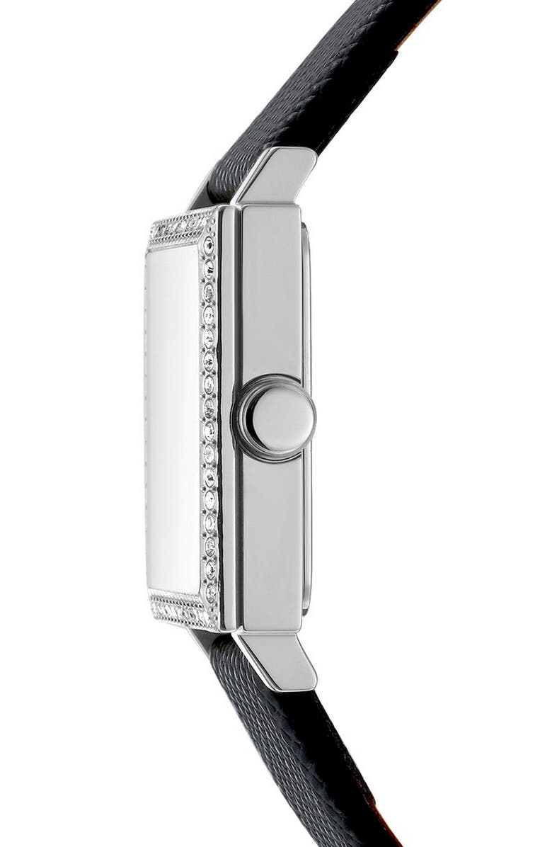 DKNY L 173 Leather Strap Watch, Alternate, color, Black