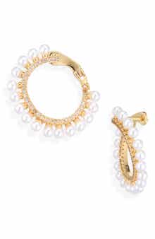 Cara Faux Pearl Front/Back Earrings