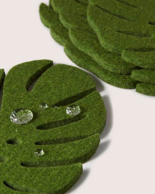 Graf & Lantz Graf Lantz Merino Wool Monstera Coaster Solid 4 Pack In Loden Green