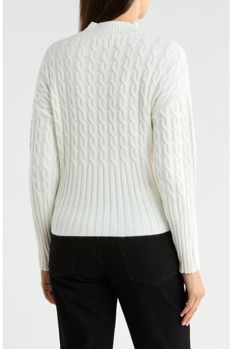 Mock Neck Cable Knit Crop Sweater, Alternate, color, IVORY