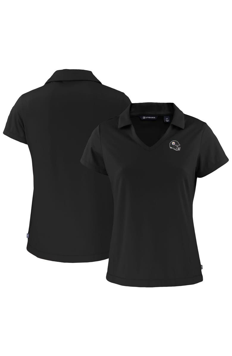 Cutter & Buck Women's Cutter & Buck  Black Pittsburgh Steelers Helmet Daybreak Eco Recycled V-Neck Polo, Main, color, 