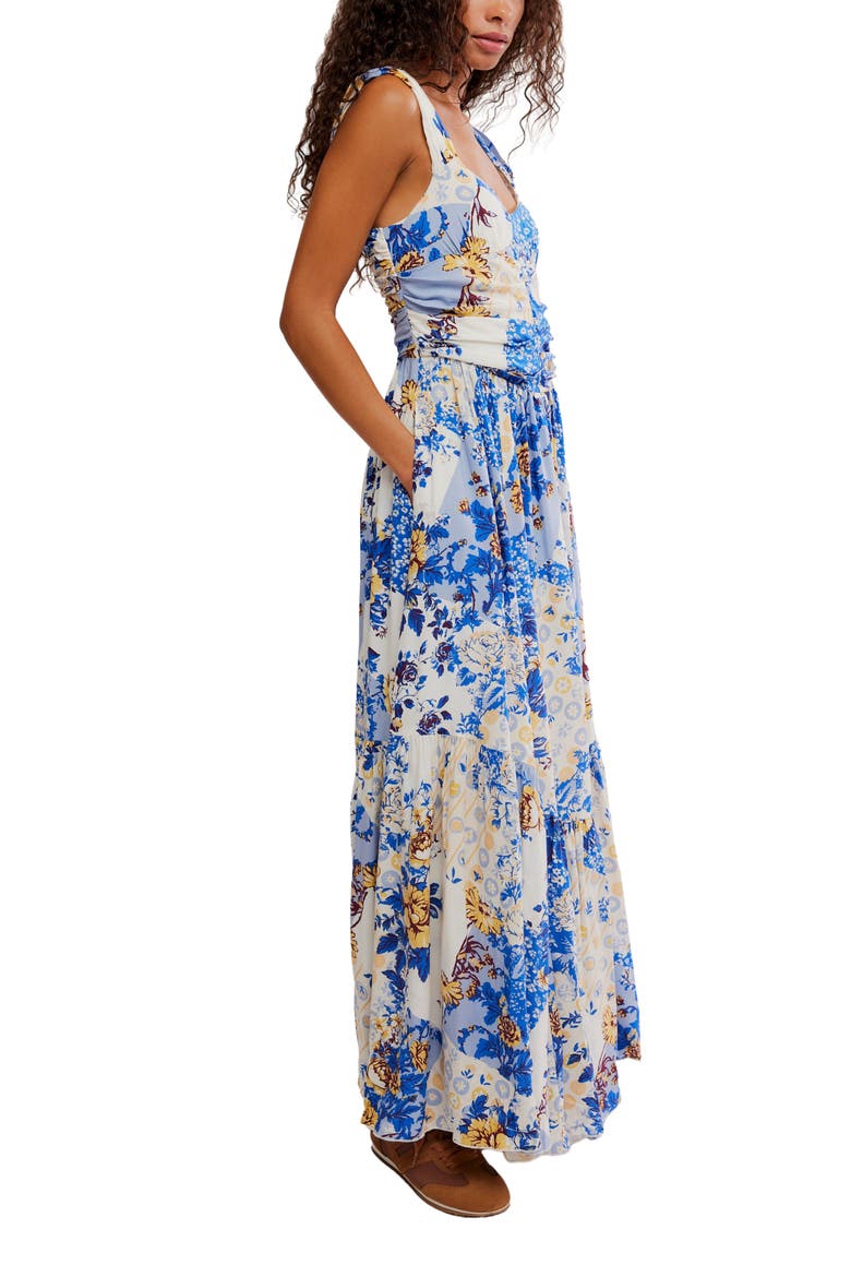 Sasha Floral Mesh Midi Dress, Alternate, color, PORCELAIN COMBO