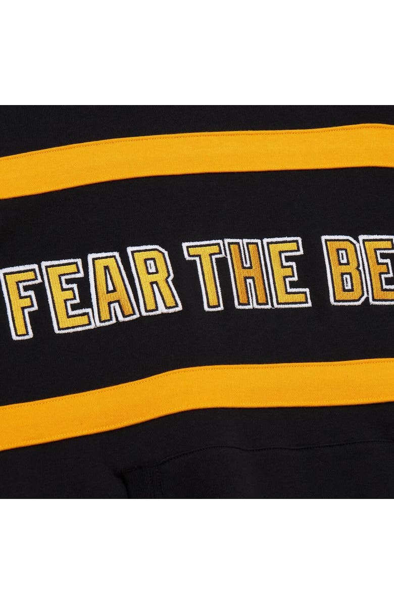 Mitchell 
Ness Men
s Mitchell 
Ness Black Boston Bruins Head Coach Slogan Pullover Hoodie, Alternate, color, Black