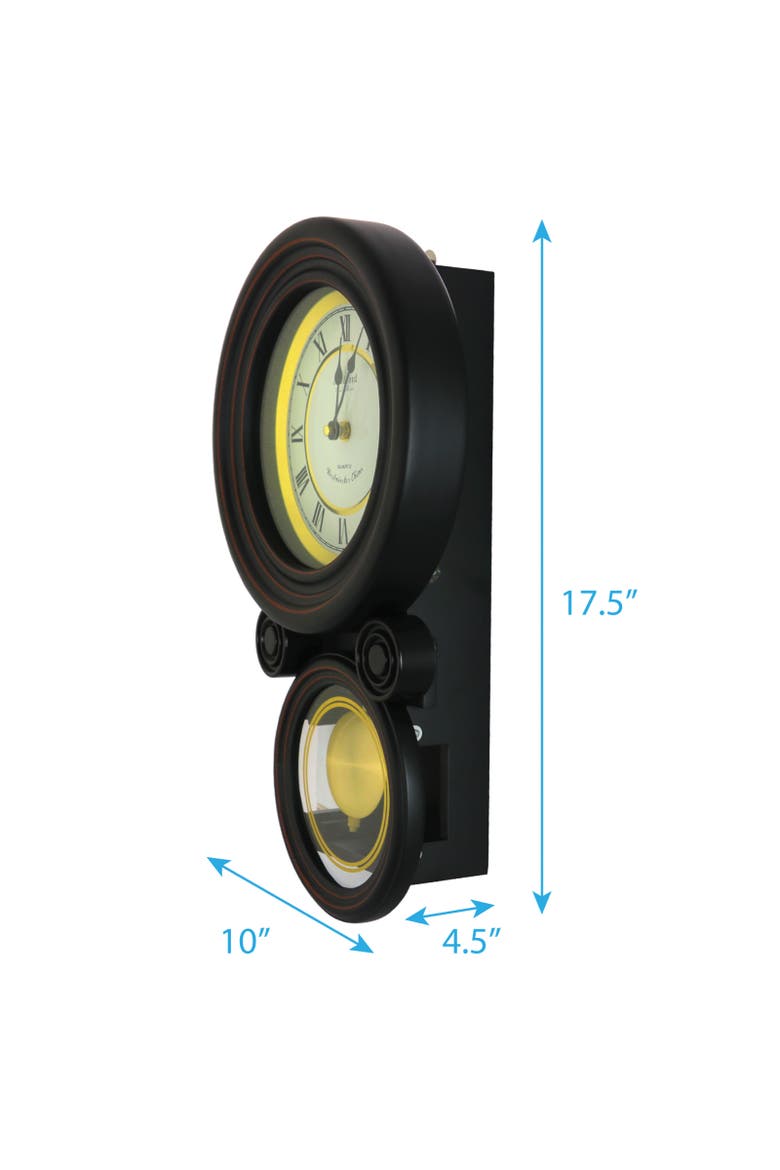 16.5in Contemporary Round Wall Clock with Pendulum, Alternate, color, Black