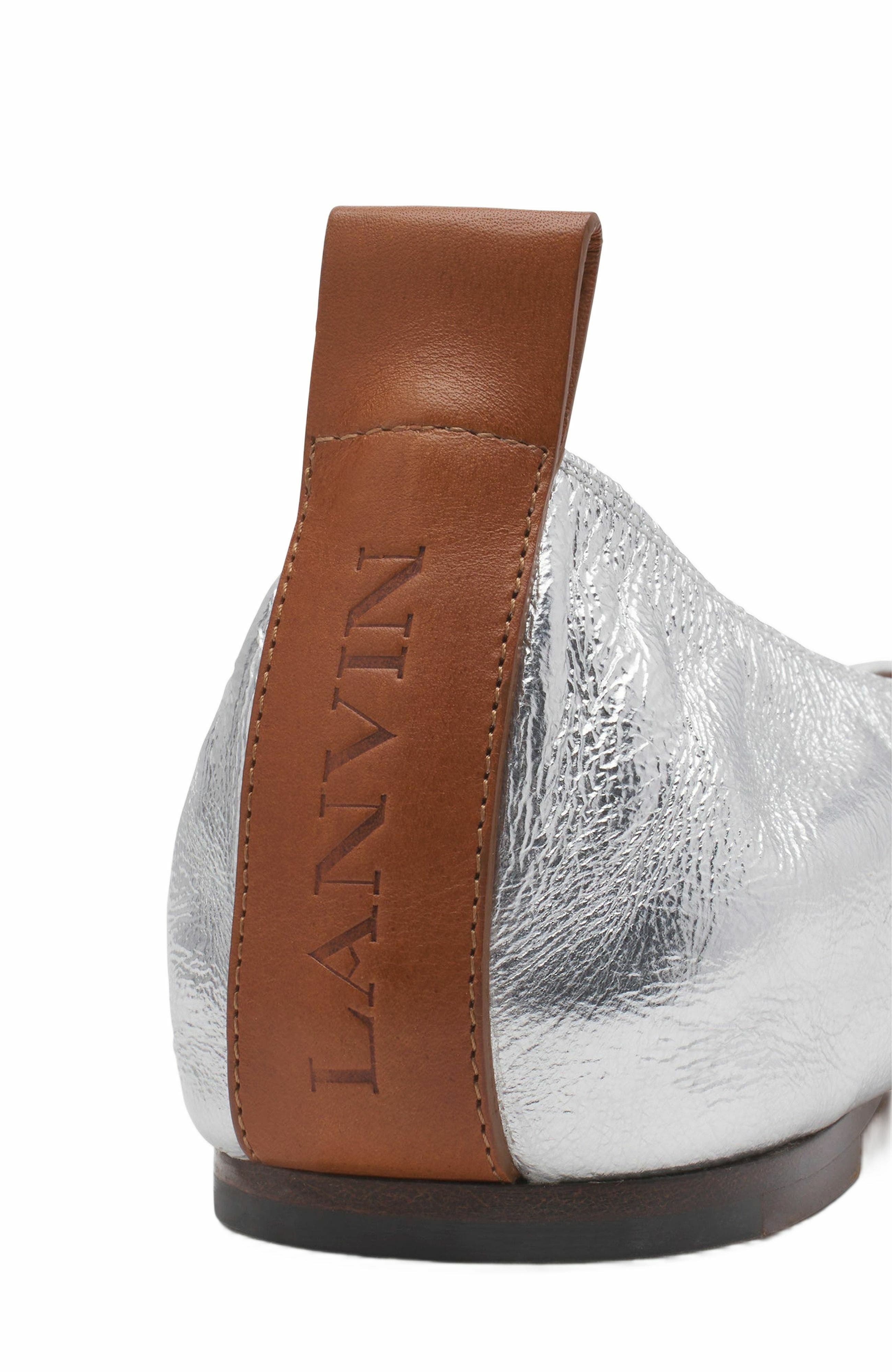 Lanvin The Ballerina Flat In Metallic Leather, Alternate, color, 