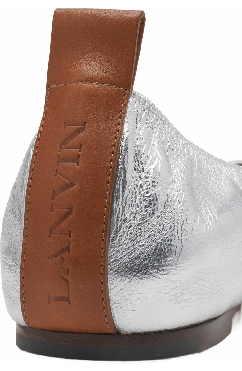 Lanvin The Ballerina Flat In Metallic Leather, Alternate, color, Silver