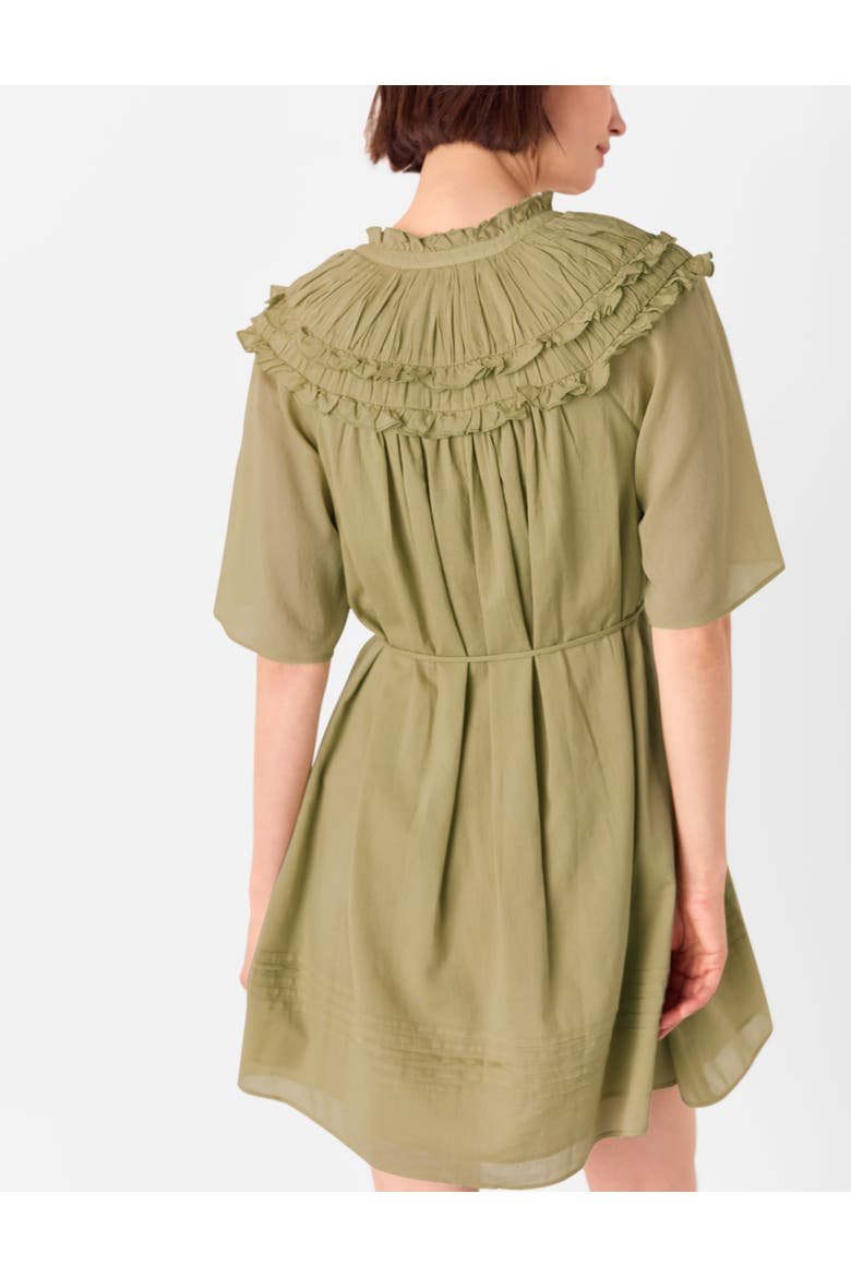 Short Sleeve Cotton Frill Mini Dress, Alternate, color, Khaki