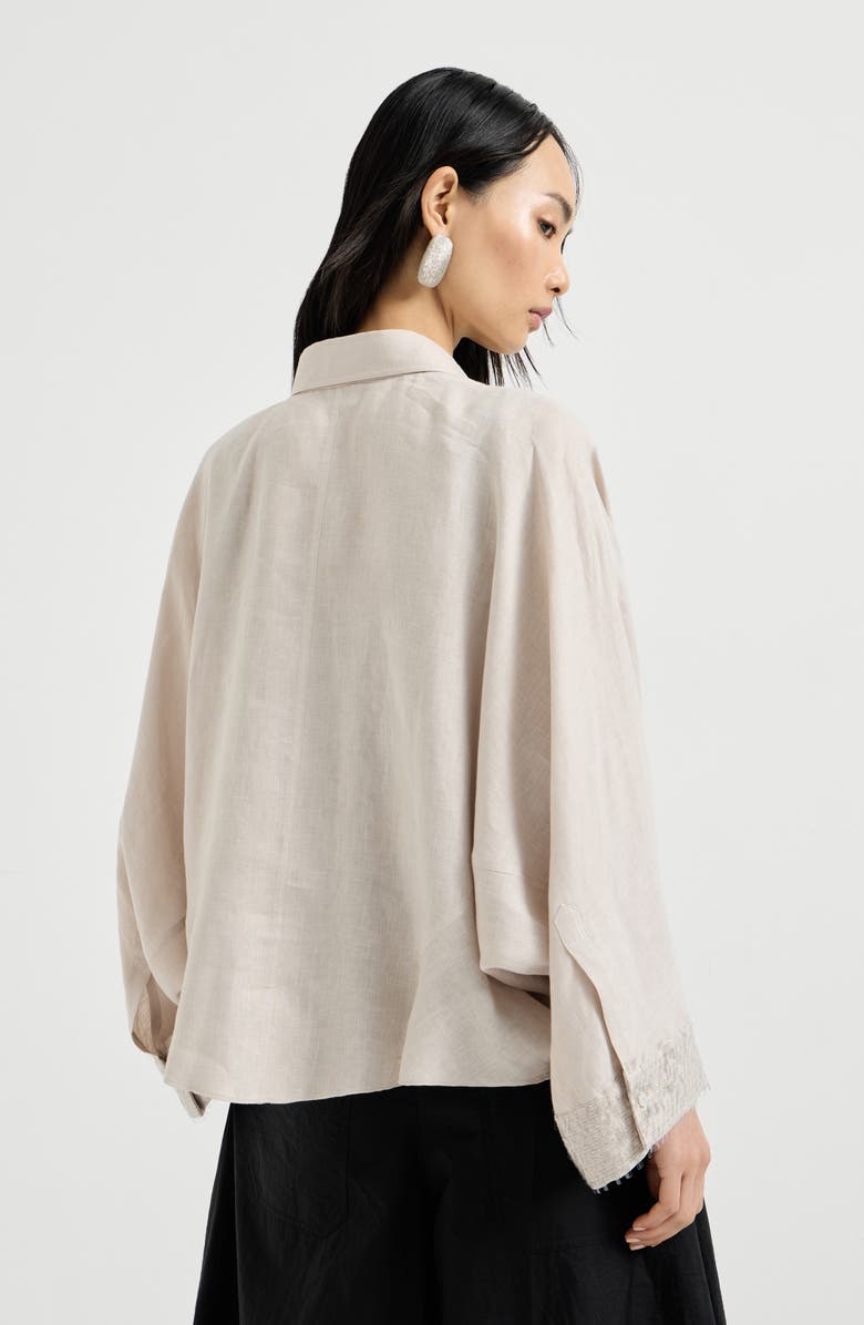 Brunello Cucinelli Dazzling cascade cuffs shirt, Alternate, color, Beige