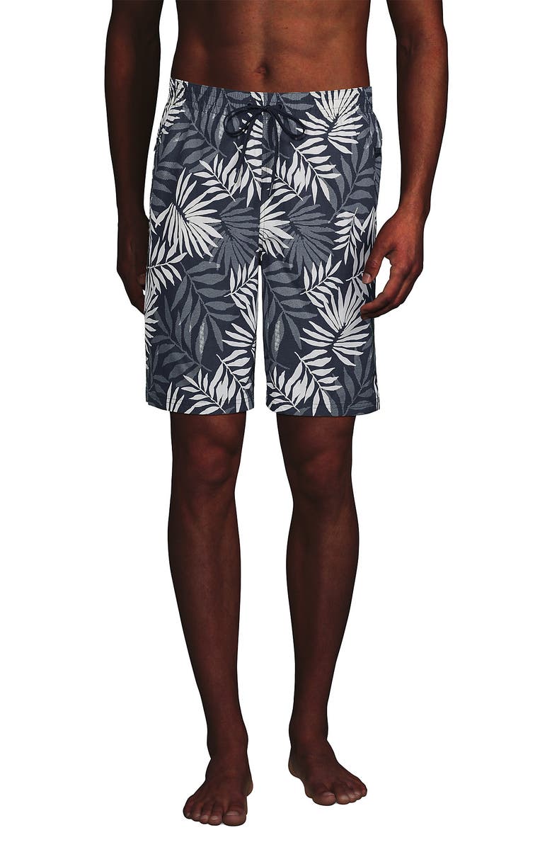 Lands' End 9" Volley Hydroliner Swim Trunks, Main, color, Slate Blue Stipple Palm