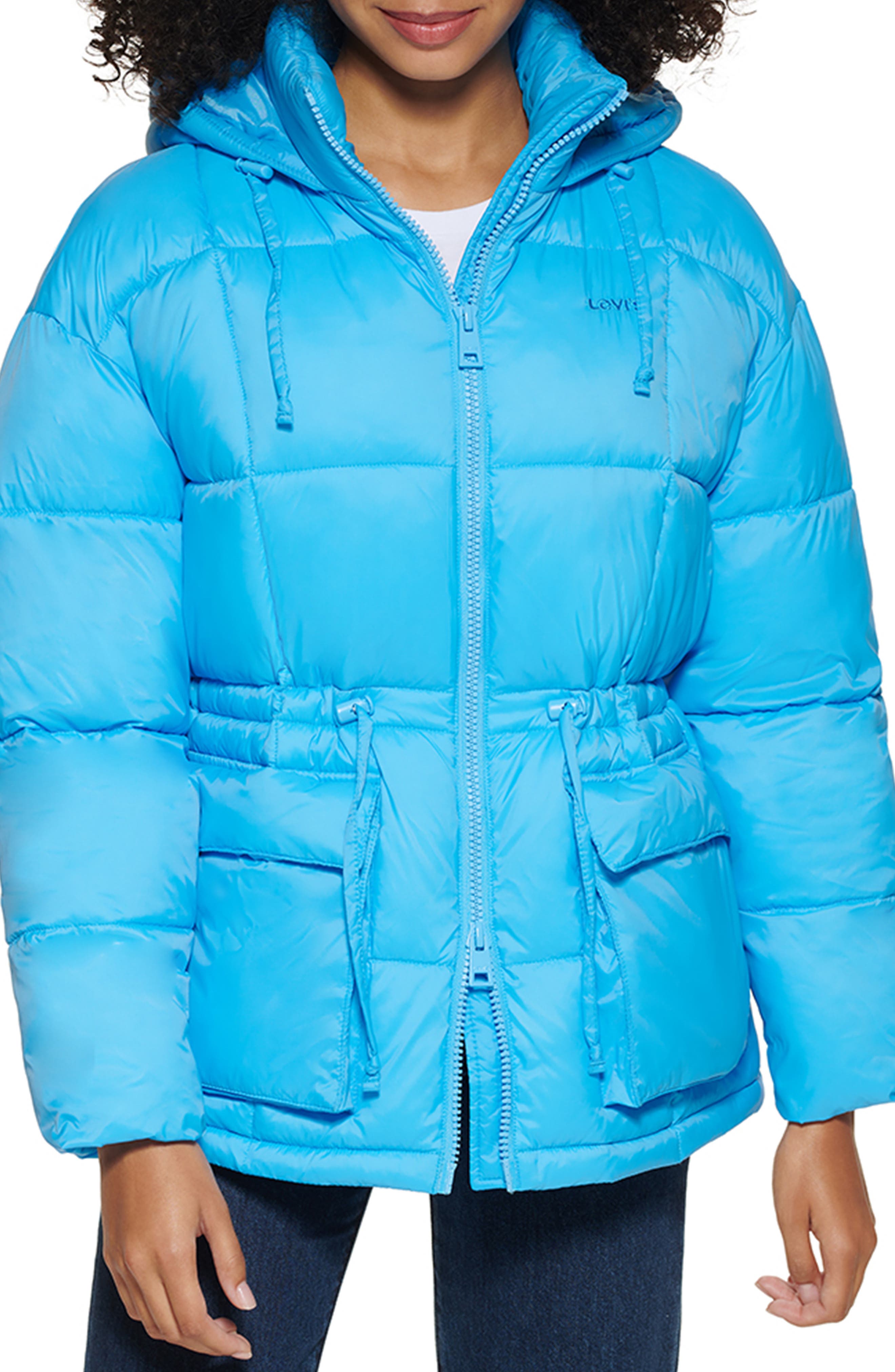 Levi's Levi's® Cinch Waist Hooded Puffer Jacket (Women) | Nordstromrack