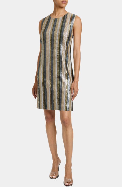 Santorelli Aretha Sleeveless Sequin Shift Dress In Gray