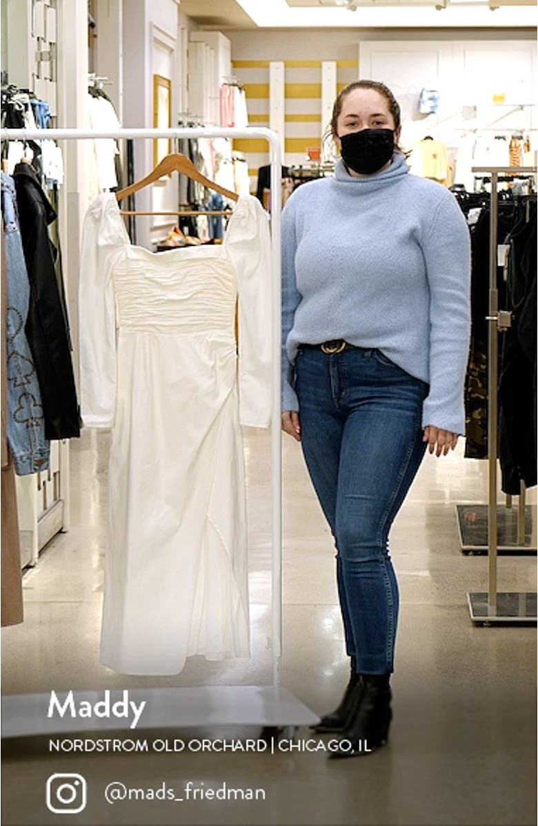 Isaac Square Neck Long Sleeve Organic Stretch Cotton Dress, sales video thumbnail