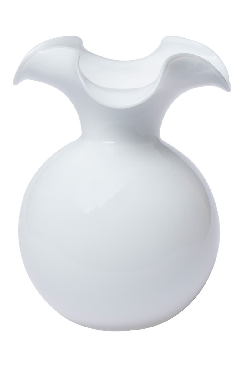 Hibiscus Glass Large Fluted Vase, Main, color, WHITE