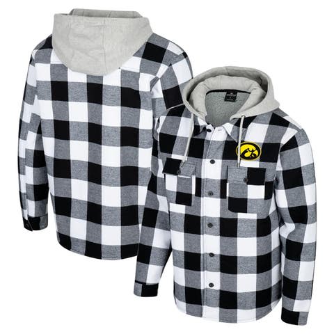 Men's Colosseum Black/White Iowa Hawkeyes Buffalo Plaid Full-Zip Jacket