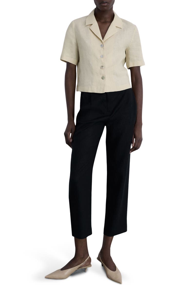 MANGO Linen Straight Leg Crop Pants, Alternate, color,