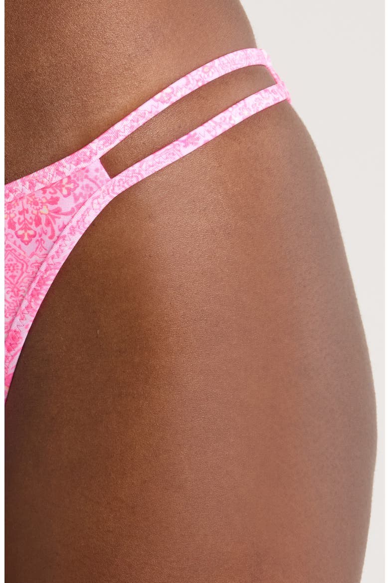 Strappy Cheeky Bikini Bottoms, Alternate, color, ROSE QUARTZ
