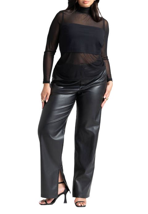 Slit Hem Faux Leather Pant (Plus Available)