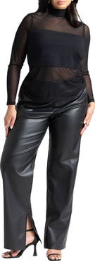 ELOQUII Slit Hem Faux Leather Pant