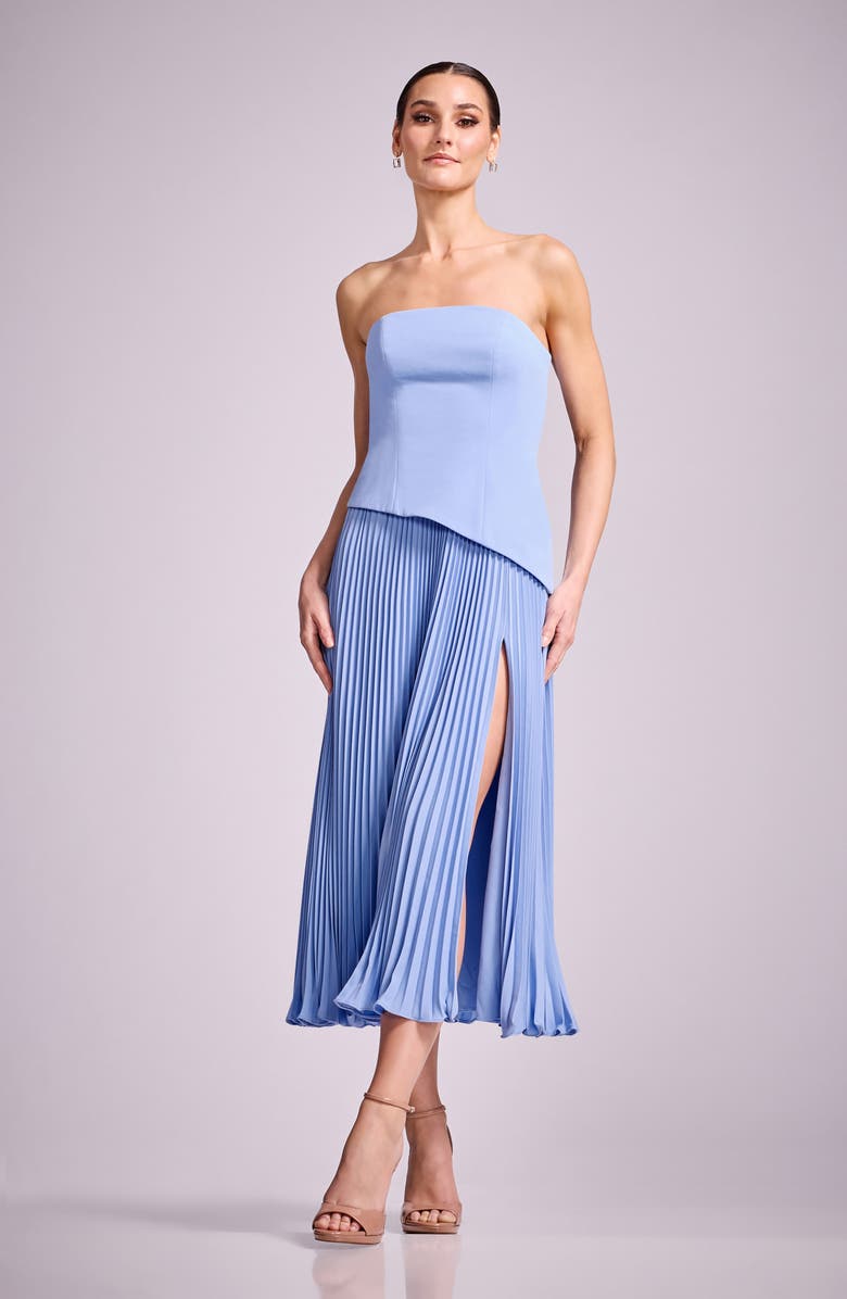 Dress the Population Kacey Strapless Midi Dress, Alternate, color, Sky