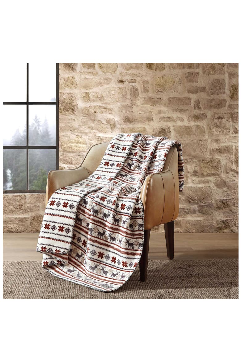 Flying Fish Reversible Flannel Blanket, Alternate, color, LIGHT BEIGE