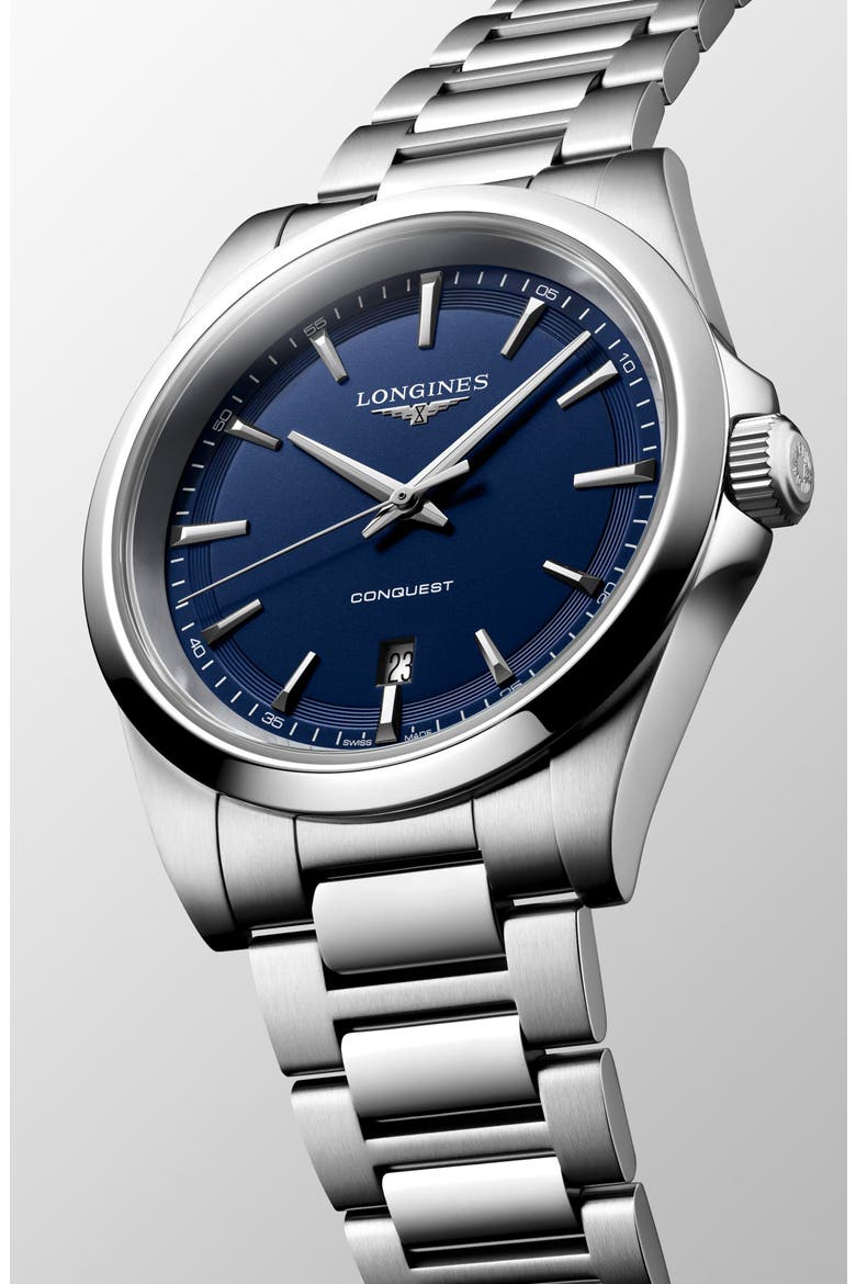 Conquest Bracelet Watch, 41mm, Alternate, color, BLUE