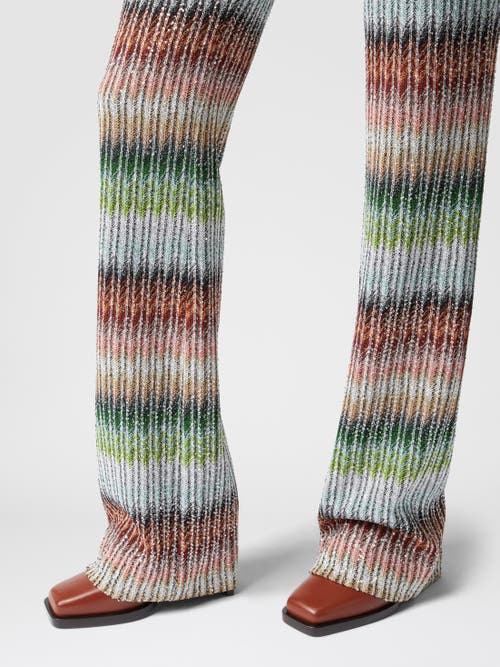 Missoni Flared Trousers In Gradient Zig Zag Knit With Sequins In Multicoloured