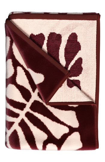 Woven & Weft Oversize Beach Towel In Terracotta Retro Leaves