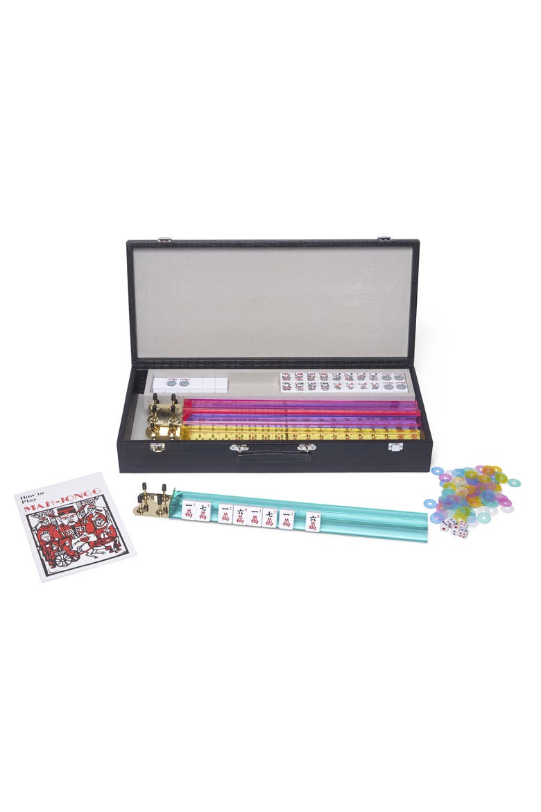 Croc Embossed Mahjong Set, Main, color, BLACK CROC