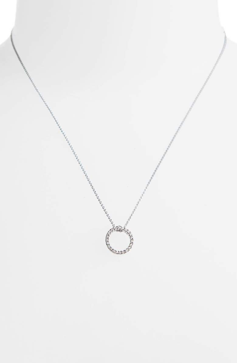 Roberto Coin 'Tiny Treasures' Small Diamond Circle Pendant Necklace, Alternate, color, White Gold