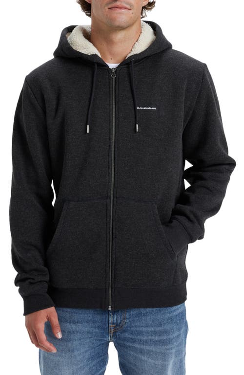 Quiksilver Keller Faux Shearling Lined Hoodie in Black Heather 