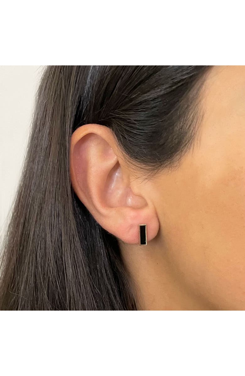 The Lovery Fine Jewelry Onyx Bar Stud Earrings, Alternate, color, Onyx